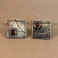 square cuffilinks with garnet